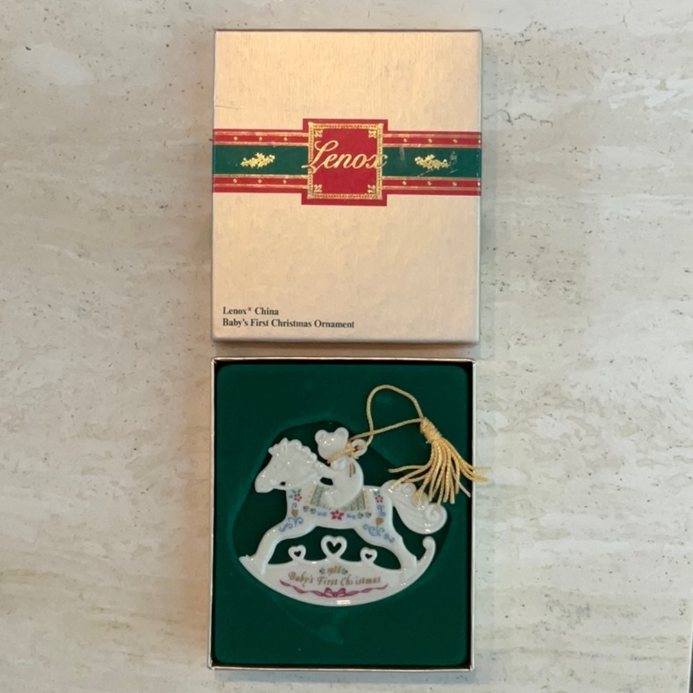 Lenox Baby1st Christmas Ornament 1988 24K Gold Trim Vintage New In Box